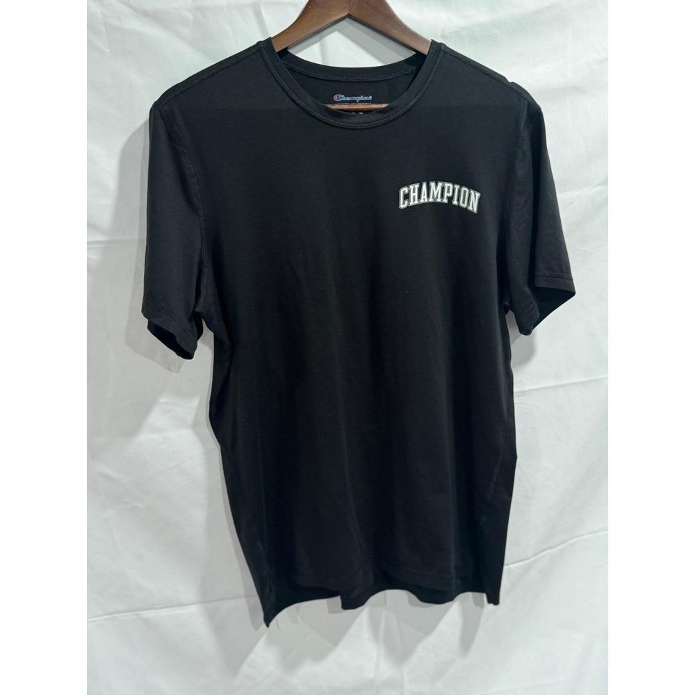 Champion Mens Black Performance Graphic T-Shirt Short Sleeve Activewear Medium